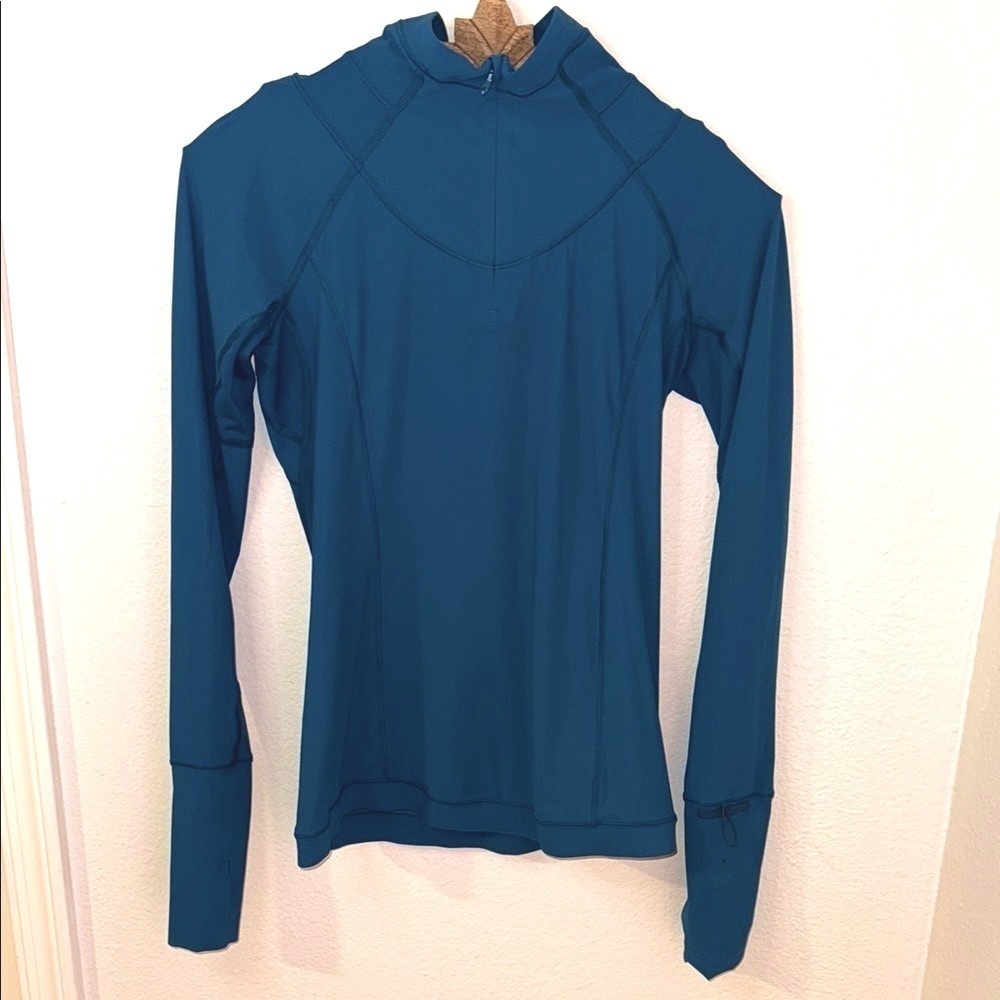 LULULEMON Women's Turquoise Long Sleeve Quarter Zip Running Top